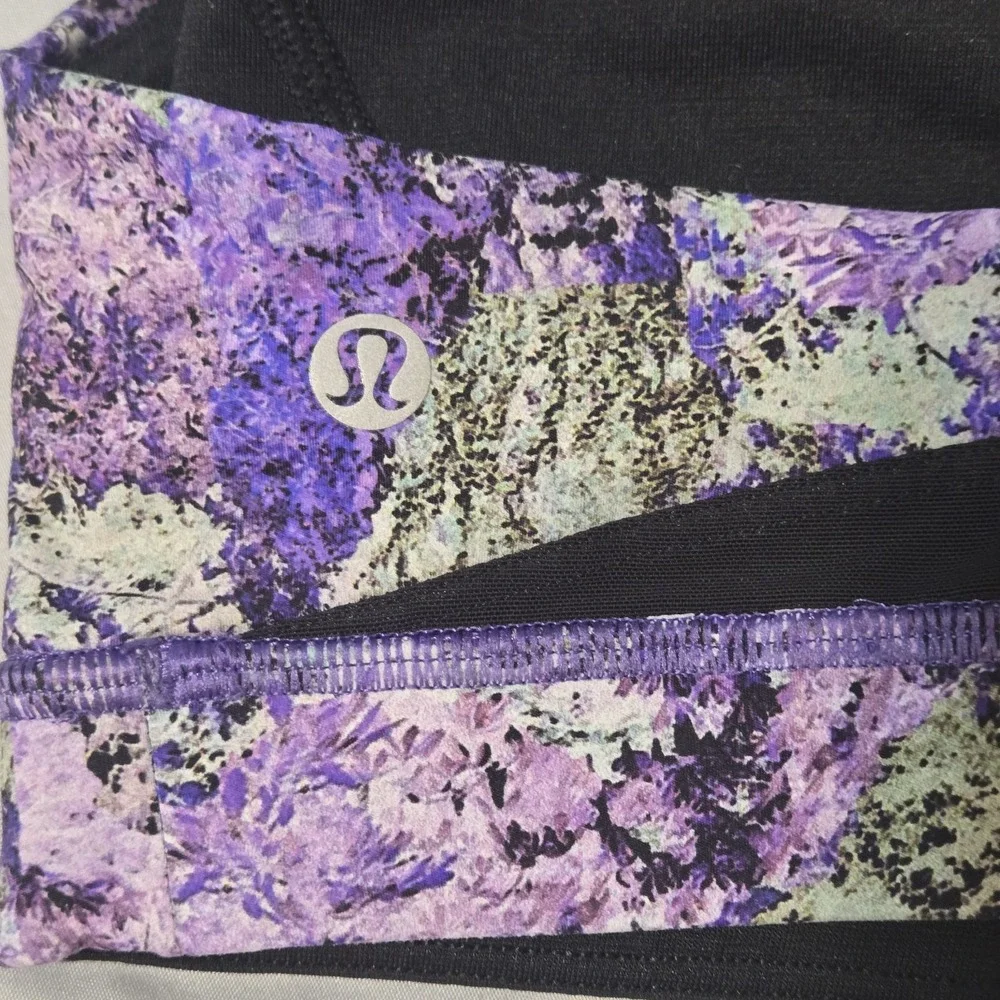 Lululemon Break Free Sports Bra T Shaped Back Purple/Black Size 4 No Inserts
